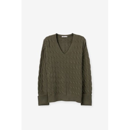 Jersey Verde Caqui Punto Trenzado Mujer | TIFFOSI