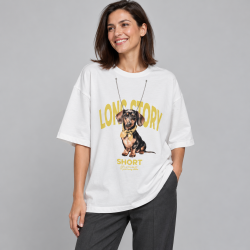 Camiseta Blanca Oversize con Perro Mujer | TIFFOSI