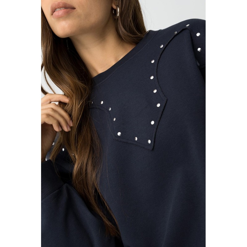 Sudadera mujer Rodeo Tiffosi | Azul con apliques metálicos