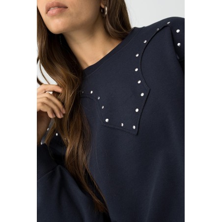 Sudadera mujer Rodeo Tiffosi | Azul con apliques metálicos