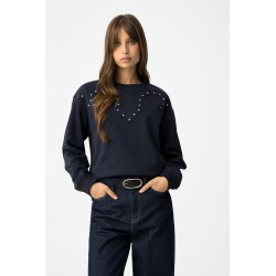 Sudadera mujer Rodeo Tiffosi | Azul con apliques metálicos