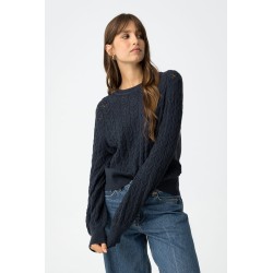 Jersey mujer azul marino Tiffosi | Punto de cable elegante y suave