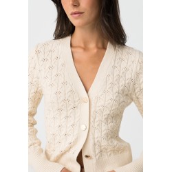 Cárdigan de punto de mujer | Rebeca elegante color crema
