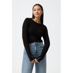 Camiseta mujer elegante Ice | Básico con botones metálicos