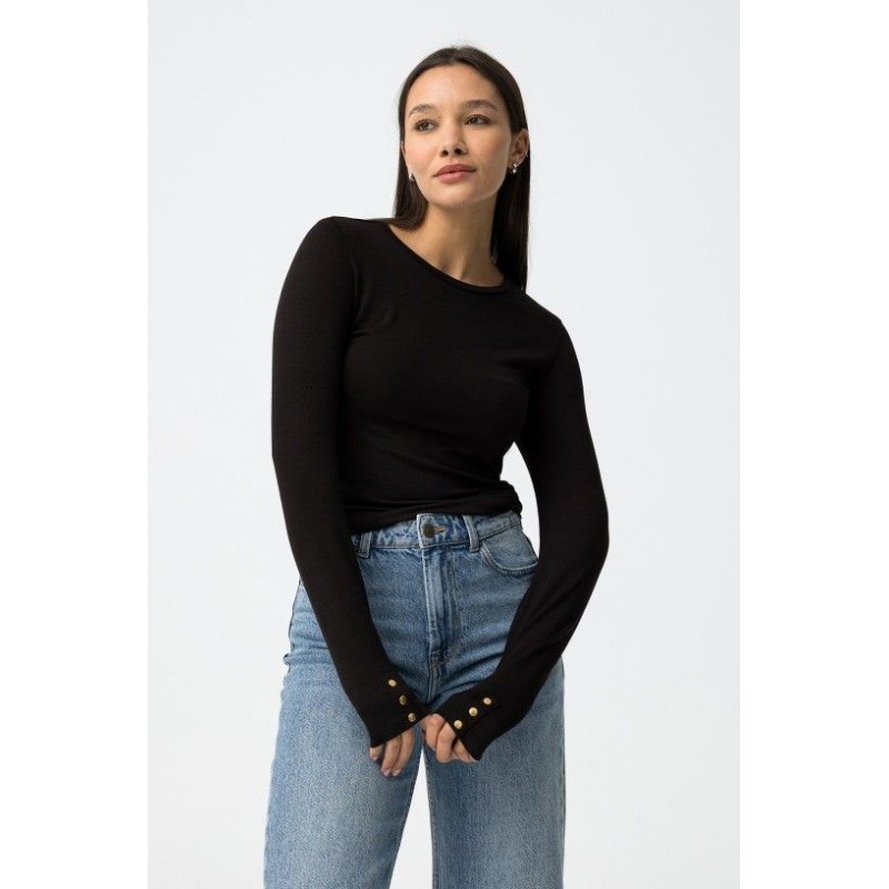 Camiseta mujer elegante Ice | Básico con botones metálicos