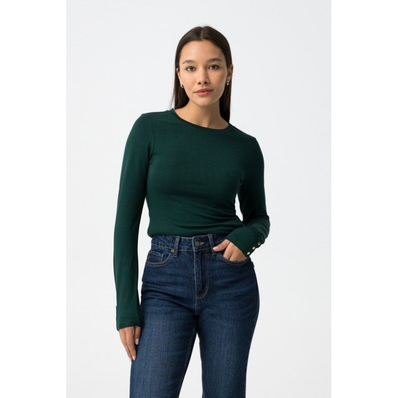 Camiseta mujer elegante Ice | Básico con botones metálicos