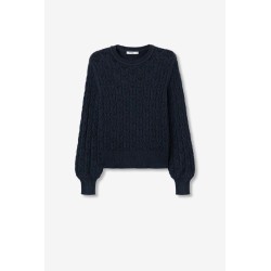 Jersey mujer azul marino Tiffosi | Punto de cable elegante y suave