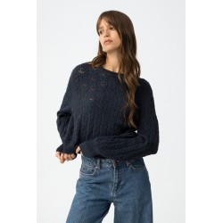 Jersey mujer azul marino Tiffosi | Punto de cable elegante y suave