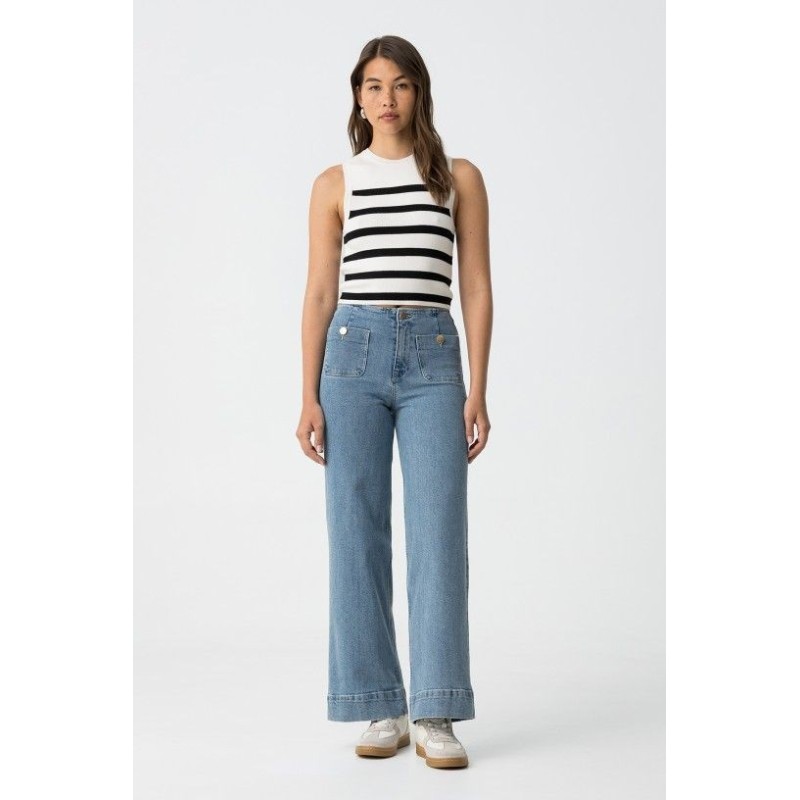 Jeans mujer Tiffosi SARAH_4 | Vaqueros anchos con bolsillos de parche