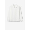 Camisa blanca mujer elegante Odete | Cuello Peter Pan y botones joya