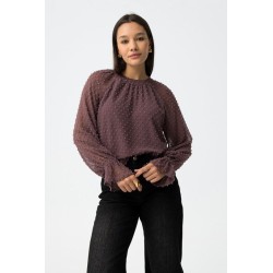 Blusa plumeti mujer elegante Laurinda | Manga larga y cuello fruncido