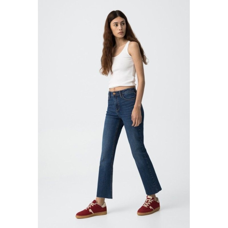 Vaqueros rectos mujer Megan | Tiro alto y bajo deshilachado