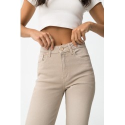 Pantalones campana beige mujer ZOE | Vaqueros flare Tiffosi