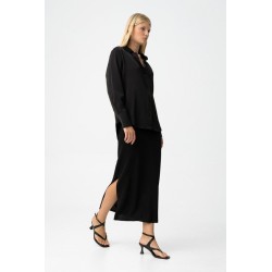 Falda midi de punto con hilo metálico y cintura alta elástica - modelo Cassia_B de Tiffosi