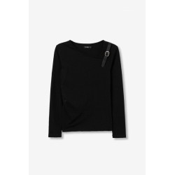 Camiseta mujer escote asimétrico con hebilla | Malli TIFFOSI