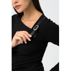 Camiseta mujer escote asimétrico con hebilla | Malli TIFFOSI