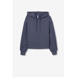 Sudadera con capucha azul medianoche y detalle de brillos en las mangas - modelo Urban_1 de Tiffosi