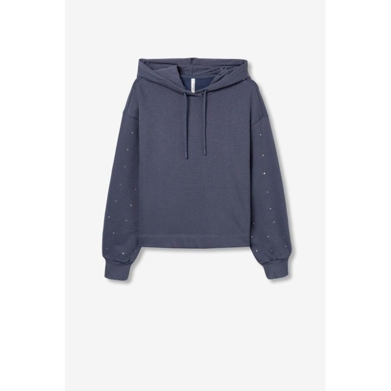 Sudadera con capucha azul medianoche y detalle de brillos en las mangas - modelo Urban_1 de Tiffosi