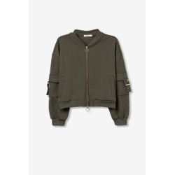 Cazadora bomber de punto con hebillas | Lauren TIFFOSI