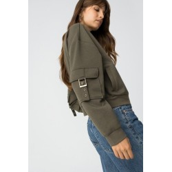 Cazadora bomber de punto con hebillas | Lauren TIFFOSI