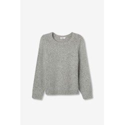 Jersey de punto gris con lana y cuello redondo TIFFOSI | La Petite Sophie