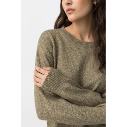 Jersey de punto beige de mujer TIFFOSI con hilo metálico y cuello redondo