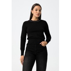 Jersey negro con aplicación de joya TIFFOSI | La Petite Sophie