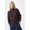Jersey Edwina de Tiffosi color higo, punto trenzado con cuello alto – La Petite Sophie