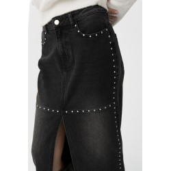 Falda Paola de Tiffosi – Denim negro con tachuelas mujer | La Petite Sophie
