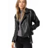 Chaqueta Bree Tiffosi negra efecto piel con cinturón desmontable