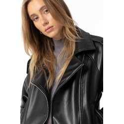 Chaqueta Bree Tiffosi blanca efecto piel con cinturón desmontable”