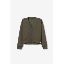 Sudadera Kenzina verde con botones metálicos – Tiffosi | La Petite Sophie