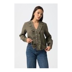 Camisa Wiley verde de Tiffosi con volantes decorativos y botones metálicos