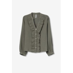 Camisa Wiley verde de Tiffosi con volantes decorativos y botones metálicos