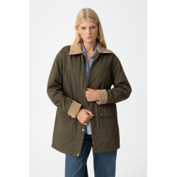 Abrigo Babur verde con cuello de pana | La Petite Sophie