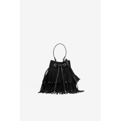 Bolso bucket ALICE_A negro con flecos | La Petite Sophie