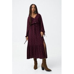 Vestido largo burdeos de lunares | Tiffosi