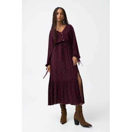 Vestido largo burdeos de lunares | Tiffosi
