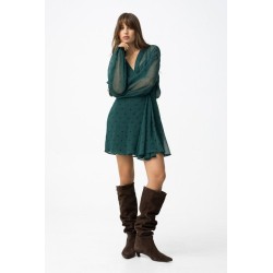 Vestido Dubai verde oscuro – Elegante cruzado con nudo | La Petite Sophie