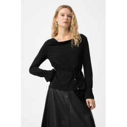 TIFFOSI | Top Grace negro mujer – Escote drapeado y manga acampanada