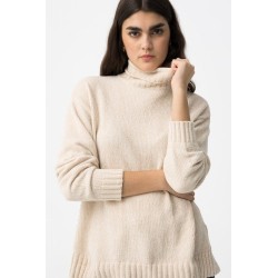 Jersey cuello alto beige mujer | Jersey básico elegante | La Petite Sophie
