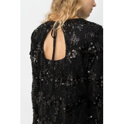 Vestido corto lentejuelas negras mujer | Vestido fiesta elegante