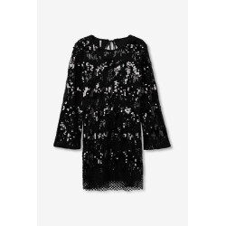 Vestido corto lentejuelas negras mujer | Vestido fiesta elegante