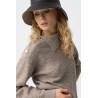Jersey gris mujer de punto con cuello asimétrico | Moda otoño invierno
