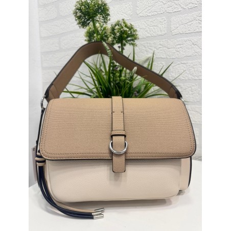 Bolso beige mujer de hombro con solapa | Complementos elegantes