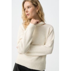 Jersey de punto crema con perlas | Jersey elegante mujer