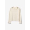 Jersey de punto crema con perlas | Jersey elegante mujer
