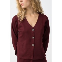 Chaqueta de punto burdeos con botones joya | Mujer