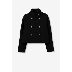 CHAQUETA CORTA TIPO CAPA NEGRA BOTONES DORADOS