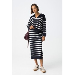 Falda de punto a rayas marino y blanco | Nueva colección mujer